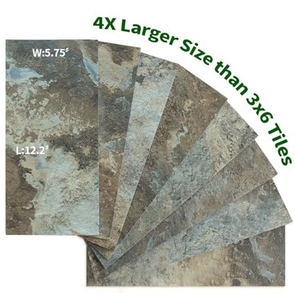 AULIGET 20-Piece Beige & Brown Slate Peel and Stick Backsplash Wall Tiles, 6" x 12" PVC Faux Stone Stick on Tiles Backsplash Kitchen - color: Beige & Brown Slate, size: 20 Sheets, 6"x12"x0.12"