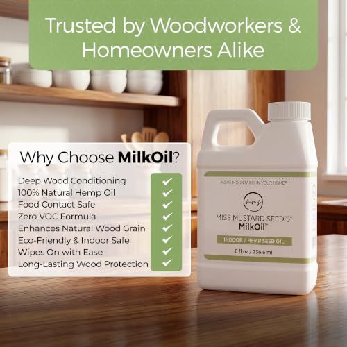 Miss Mustard Seed's MilkOil Hemp Wood Oil for Furniture, Food Grade, 8 floz