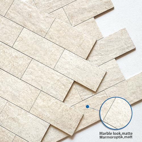 Subway Tile Peel and Stick Kitchen Backsplash Beige 10pcs - color: Beige