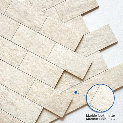 Subway Tile Peel and Stick Kitchen Backsplash Beige 5pcs - color: Beige