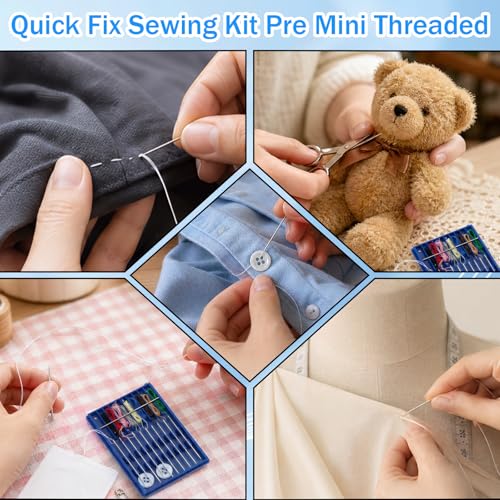 3PCS Pre-Threaded Sewing Box, Mini Ready-to-Use Needle and Thread Kit