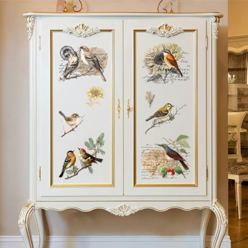 Peacoblue Retro Country Birds Rub On Transfers for Furniture Craft 6"x12" - style: Retro Country Style Birds