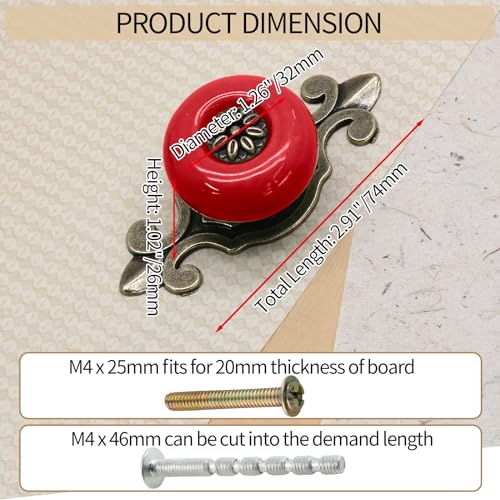 Ceramic Knobs, Red Dresser Knobs, 10pcs - color: Red, size: 10 Pieces