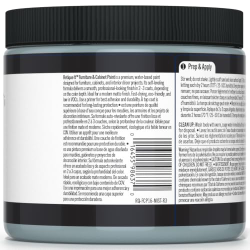 Retique It Furniture and Cabinet Paint - Paint for Cabinets, Dressers, Tables, Doors and DIY Home Decor Projects, Misty River, 16 oz