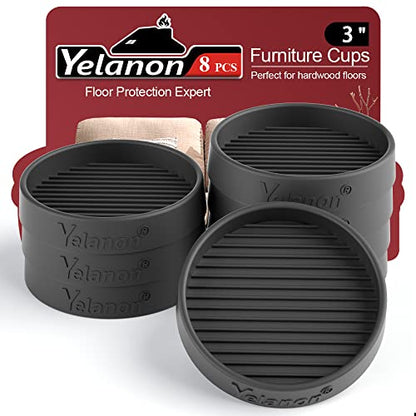Non Slip Furniture Pads for Hardwood Floors -Yelanon 8Pcs 3” Coasters Cups - color: 8pcs3"round Black