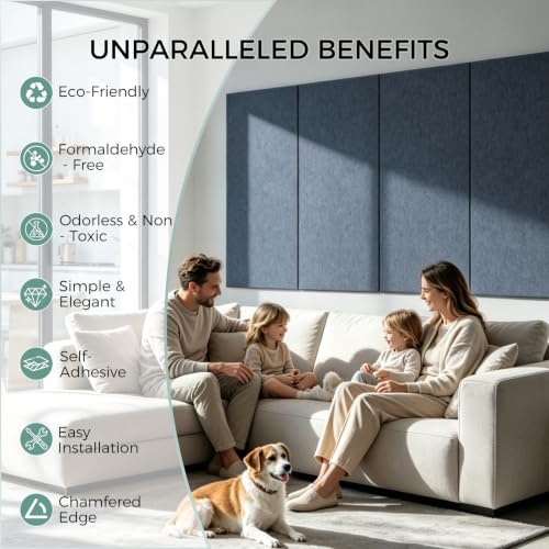 TO-TH Sound Absorbing Panels Self-Adhesive Acoustic Wall Panel 4 Pack, Gray - color: Gray, size: 4 Pack