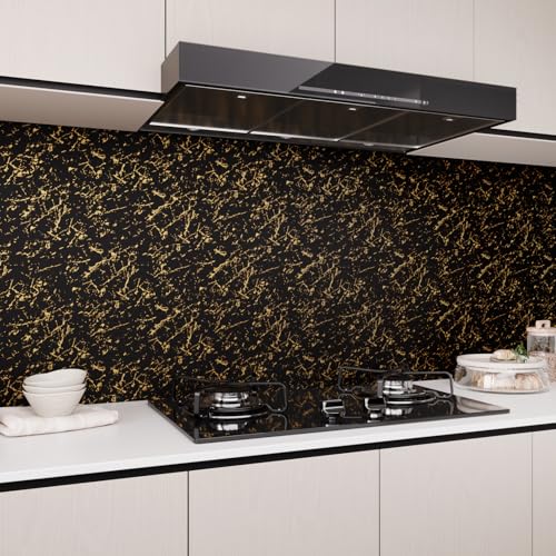 Black and Gold Marble Contact Paper Peel and Stick Countertops Waterproof Dark Marble Wallpaper for Bathroom Kitchen Prepasted Counter Top Cover Vinyl Wrap for Desk Table Cabinet 11.8"x118"
