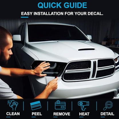Pre-Cut Headlight Foglight Tint Kit Compatible with Jeep Wrangler 4 Door 2019-2023 | Precision Cut Stretchable PPF Vinyl Overlay Cover Wrap (Dark Smoke) - color: Dark Smoke