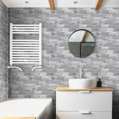 DEWOO Peel and Stick Wall Tile Kitchen Backsplash Self Adhesive 10 Sheet - color: Retro wood