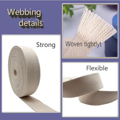 1 Inch Heavy Cotton Webbing 10 Yard Webbing Straps for Bags Handles,Tote Bag Webbing，Cloth Belt,Making Outdoor Supplies - color: Natural