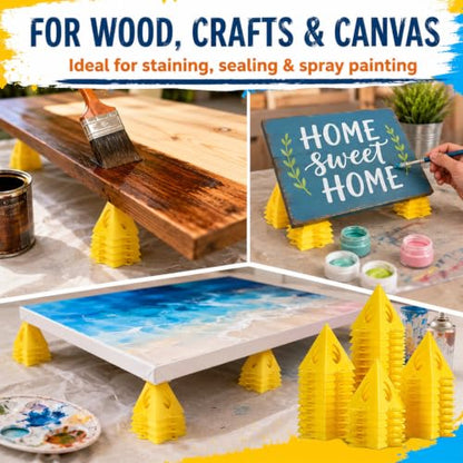 KATA 56PCS Painter's Pyramids Stands for Cabinet Doors & Woodworking - color: 56PC Paint Stands Yellow