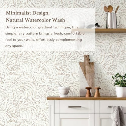 Heroad Peel and Stick Wallpaper Modern Boho Contact Paper Neutral Beige Wall Paper Removable Waterproof Self Stick Renter Friendly Wallpaper for Bedroom Living Room Bathroom Kitchen Vinyl 17.3”x393” - color: Light Brown, size: 17.3" x 393"