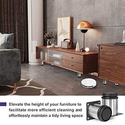 Stainless Steel Adjustable Furniture Legs 2.5 Inch - Silver, 8pcs - color: Silver, size: 2.5"