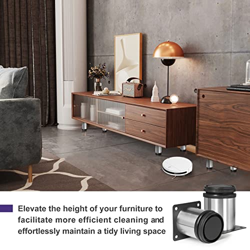 Stainless Steel Adjustable Furniture Legs 2.5 Inch - Silver, 8pcs - color: Silver, size: 2.5"