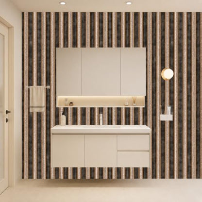 Peel and Stick Wallpaper, Earthy Brown Vertical Stripe Pattern, 236in x 17.7in, Waterproof Vinyl, Removable Reusable, Eco-Friendly, for Bedroom Living Room Rental Apartment - color: Dark6, size: 17.7" x 236.2"