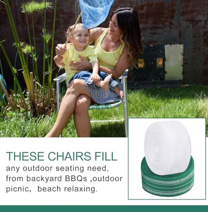HESTYA 2 Rolls 2 1/4 Inch x 100 Feet Lawn Chair Webbing Folding Polypropylene Webbing for Outdoor Furniture Seat Repair Replacement - color: Green White, White Gray