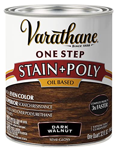 Varathane One Step Stain & Poly Semi-Gloss Dark Walnut Wood Finish - color: Dark Walnut, size: Quart (Pack of 1)