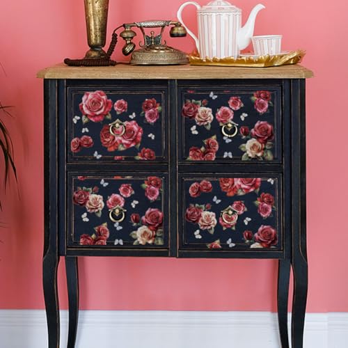 OLYCRAFT 3pcs/Set Red Rose Rub on Transfers for Furniture and Crafts 6x12 Inch Butterfly Furniture Decals Pink Rose Transfer Stickers PVC Waterproof Decorative Stickers for Wood, Glass, Metal, Plastic - style: Rose