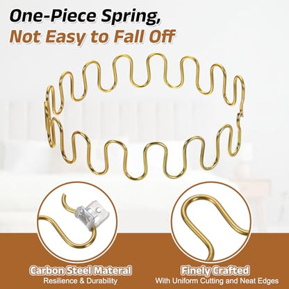 uxcell 2Pcs 25.6" Upholstery Spring Replacement Kit, Carbon Steel Sagging Cushions Repair Kit Arch Spring with Balance Hooks, S Spring Clips, Screws for Sofa Recliner Chair, Gold - color: Gold, size: 25.6"