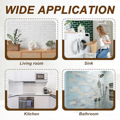 HARFINGTON 5pcs Peel and Stick Tiles 9.4"x4.7" Mable Stickers Gray Blue - color: Gray/Blue