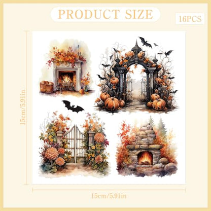 16 Pcs Fall Garden Rub-On Transfers for Furniture & Crafts, 6 x 6 Inch - style: Fall Garden