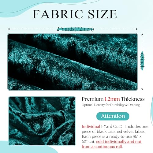 2 Yard 63" Wide Dark Green Stretch Crushed Velvet Fabric - color: Dark Green, size: 2 Yards