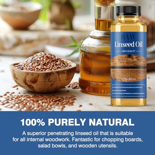 Raw Linseed Oil for Wood Protection - Refreshes Wood Naturally - 7.1 oz - color: Yellow