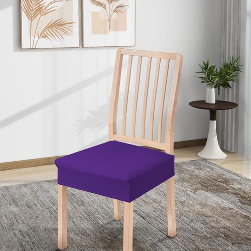 Smiry Stretch Jacquard Seat Covers for Dining Room Chairs Set of 2 - color: Violet, size: Set of 2