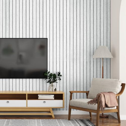 Grey White 3D Wood Slat Wall Panel Wallpaper for Bedroom Cabinets - color: Grey White
