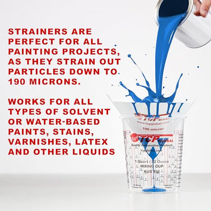 TCP Global - 190 Micron Filter Tips Ultra-Fine Paint Strainer (50 Pack) - style: 190 Micron (Pack of 50)