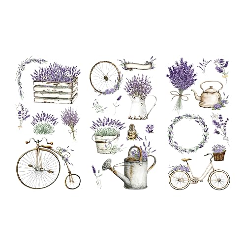 Rub on Transfers/Decals for Crafts and Furniture | 3 Design Sheets 6”x 12” | Home Decor Transfers | by Thymeless Designs (Vintage Lavender) - style: Vintage Lavender