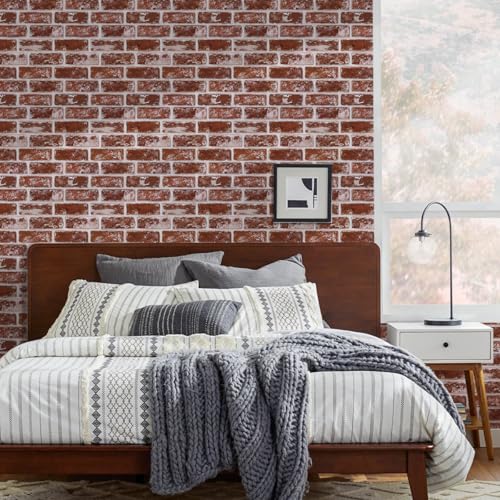 3D Peel and Stick Faux Brick Wall Panels 11.8" x 11.8" 10-Pack - color: Brick-SM-Q