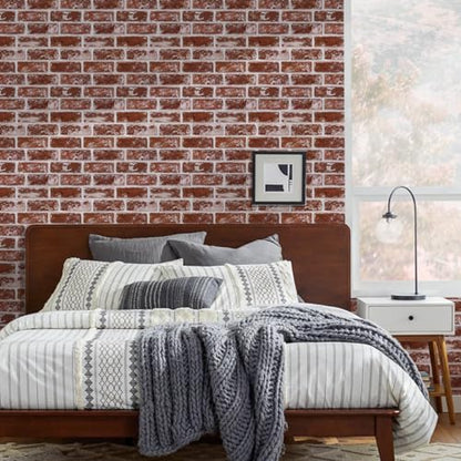 3D Peel and Stick Faux Brick Wall Panels 11.8" x 11.8" 10-Pack - color: Brick-SM-Q