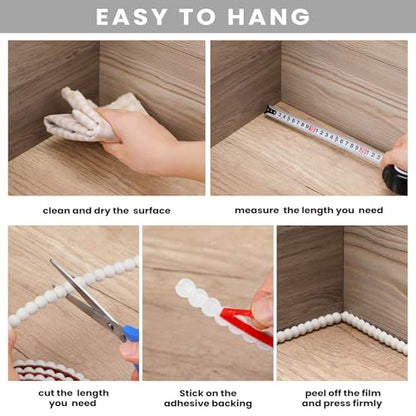 Leinuosen Flexible Bead Molding Trim Peel and Stick White 10ft /12 mm - color: White, size: 10ft /12 mm