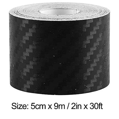 LZLRUN 3D Black Carbon Fiber Car Vinyl Wrap Self-Adhesive Film 2" x 30ft - color: Black, size: 2inch x 30ft