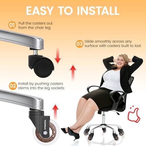 Upgraded,3 Inch Office Desk Chair Caster Wheels Replacement, Stem 7/16-7/8 - color: black & brown- 3 inch plus