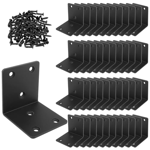 40PCS Black L Brackets Corner Bracket 2"x2"x2", Heavy Duty Corner Brace for Wood, Right Angle Brackets, 50MM 2Inch Wide 90 Degree Bracket for Wooden Frame Furniture Shelves Chairs - size: 2"x2"(Black)