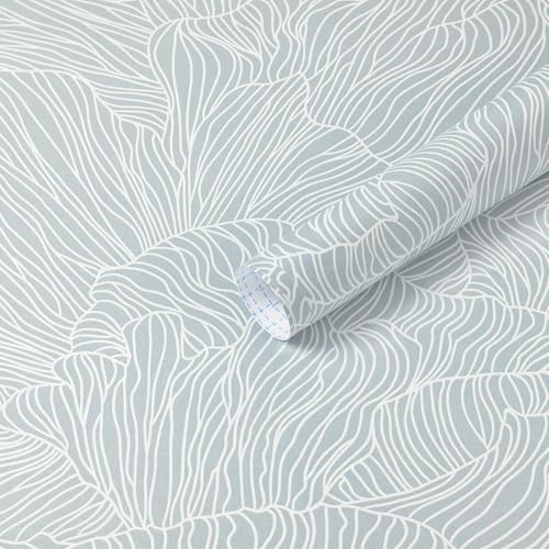 Heroad Blue Peel and Stick Wallpaper Boho Contact Paper 17.3"x78.7" Neutral Wall Paper Modern Removable Self Adhesive Wallpaper for Bathroom Bedroom Cabinet Waterproof Striped Wall Decor Vinyl Roll - color: Blue, size: 17.3" x 78.7"