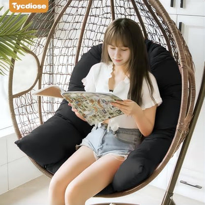 Egg Chair Cushion Replacement, Waterproof Outdoor Hanging Egg Chair Cushion Hammock Swing Chairs Cushions Pads, U-Shaped Thickened Cushions for Hanging Eggs Chairs, 47x33x7 Inches (Black) - color: Black