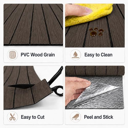 Peel and Stick PVC Slat Wall Panel, 3D Faux Smoked, 15.8" x 118" - color: Smoked, size: 15.8" x 118"
