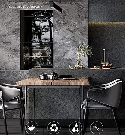 burgeliy 3D Grey Marble Vinyl Wrap Protector Auto Modification Wallpaper 15.8"x80" Classic Style, Waterproof, Heat-Resistant,Thickened Peel and Stick, Countertops, Cabinets, Self Adhesive Tint Film - size: 15.8" x 80"