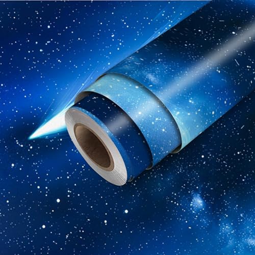 HOMETITUTE Starry Sky Galaxy Peel Stick Wallpaper 118.1x17.7 Inch Vinyl - color: Galaxy
