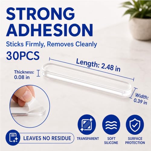ZOMPAGO Clear Silicone Furniture Pads Cabinet Bumpers Wall Protection 30PCS - size: 30 PCS