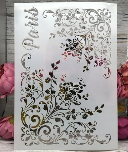 TIAMECH A4 Reusable Flower Edge Frame Stencil for Painting - style: Flower Edge