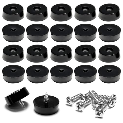 20 Pcs Rubber Feet for Cutting Board with Stainless Screws - size: 1" W X 3/8" H