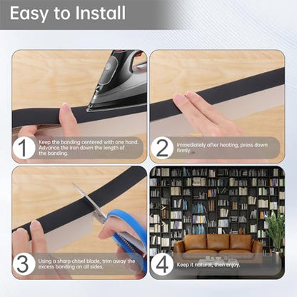 7/8 inch * 25 Ft PVC Edge Banding Hot Melt Adhesive Veneer Edging Black - color: Black, size: 7/8 inch * 25 ft (2.2 cm * 7.6M)