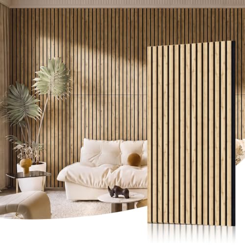 Wood Slat Acoustic Wall Panels, Warm Pine, 4 Pack, 47.2 x 23.6 in - color: Warm Pine Wood, size: 4-Pack