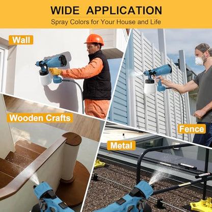 1000W HVLP Paint Sprayer High-Efficiency Electric Spray Gun with 4 Nozzles,Variable Patterns & Adjustable Flow, Detachable Container,Easy to Clean for Home Furniture, Cabinets, Fence, Walls - color: Blue