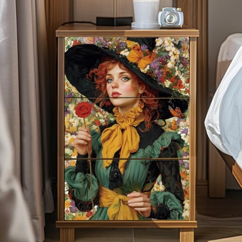 Peacoblue Witch with Flower Hat Rub On Transfers for Furniture Craft 6"x12" - style: Witch with Flower Hat