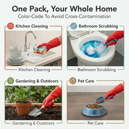 ForPro Premium Natural Rubber Gloves, 6-Pair, Medium, Wild Cherry - color: Wild Cherry, size: Medium